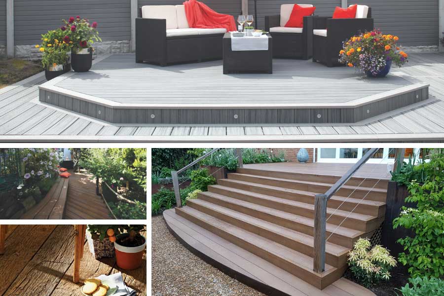 A selection of Millboard and Trex composite decking styles